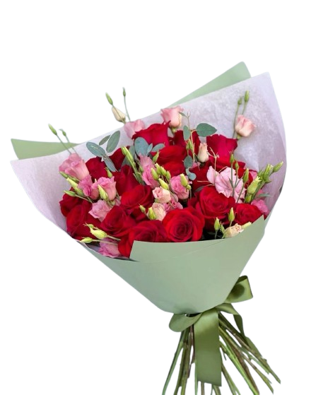 Elegante Ramo en Rosas y Lisianthus